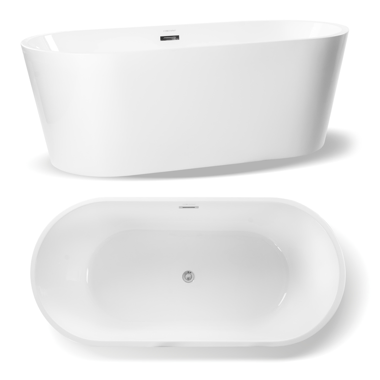 Wanny wolnostojące - Wanna wolnostojąca biała akrylowa 170 x 80 cm system przelewowy owalna Comfort (2)