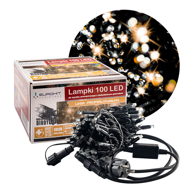 Boże Narodzenie - Lampki Choinkowe 100 LED Premium Białe Ciepłe FLESZ (1)