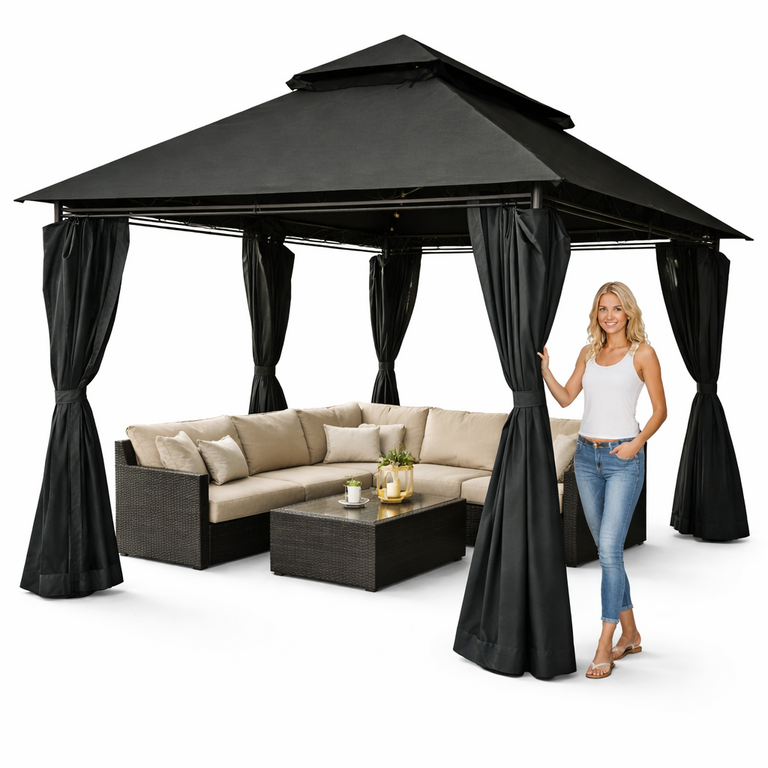 Pawilony ogrodowe - Pawilon namiot ogrodowy altana 3x4 m z oświetleniem LED MOSKITIERA  (3)