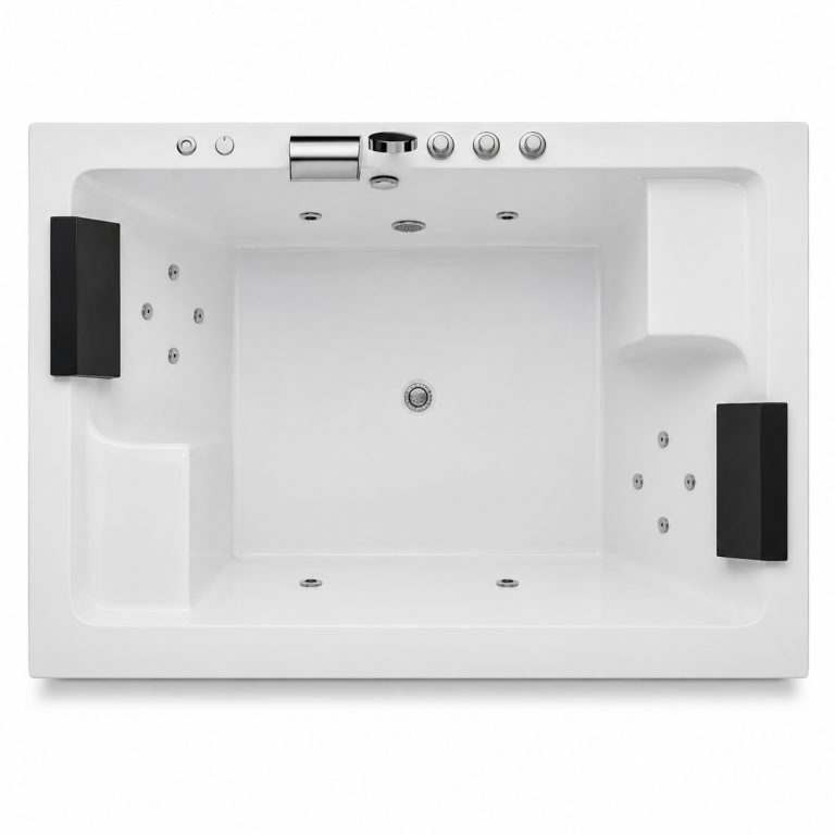 Wanny wolnostojące -  Wanna Łazienkowa z Hydromasażem  Mentona 180 x 120 cm wolnostojąca Akrylowa LED Jacuzzi SPA kompletna (5)
