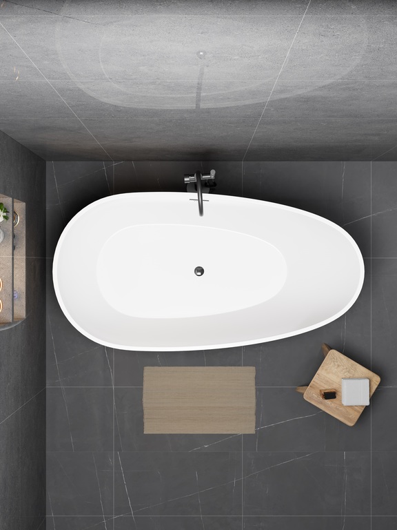 Wanny wolnostojące - Wanna Gullfoss 170 x 75 cm wolnostojąca Akrylowa biała system przelewowy (5)