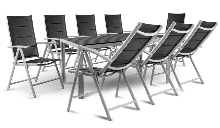 Meble ogrodowe - Zestaw mebli ogrodowych Pola stół + 8 krzeseł rozkładanych aluminium (1)
