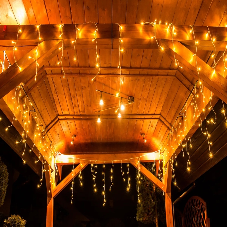 Boże Narodzenie - Sople 300 LED programator 8 funkcji ciepły biały (7)