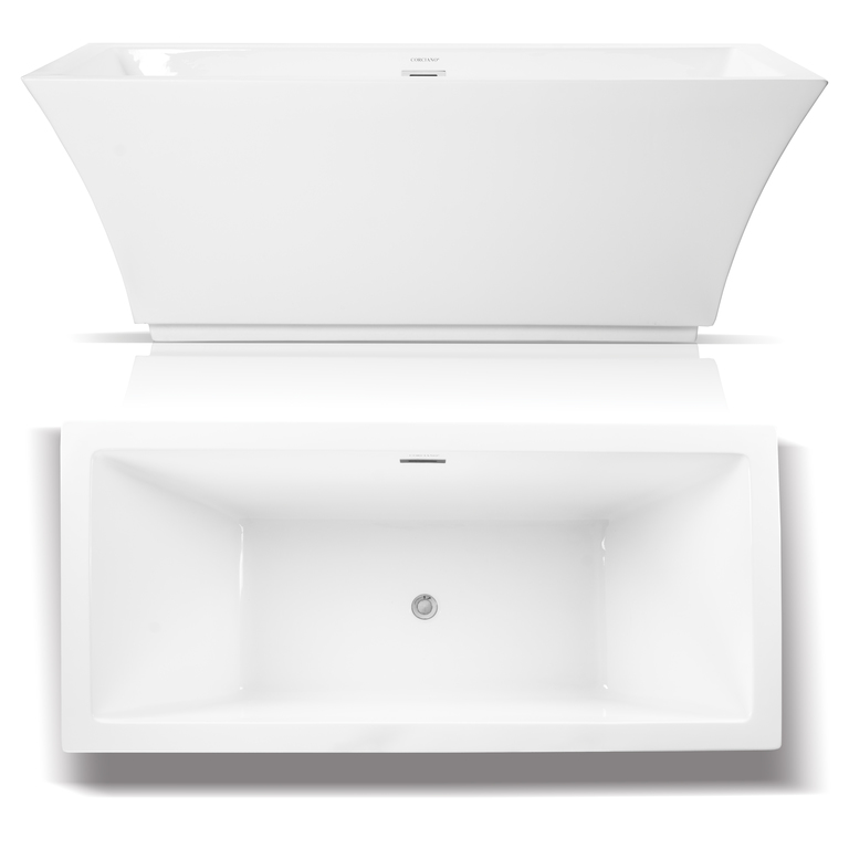 Wanny wolnostojące - Wanna wolnostojąca biała akrylowa owalna 170 x 60 cm system przelewowy + syfon Grand (2)