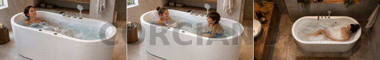 Wanny wolnostojące - Wanna Łazienkowa Ferrara z Hydromasażem  170 x 80 cm wolnostojąca Akrylowa Jacuzzi (12)