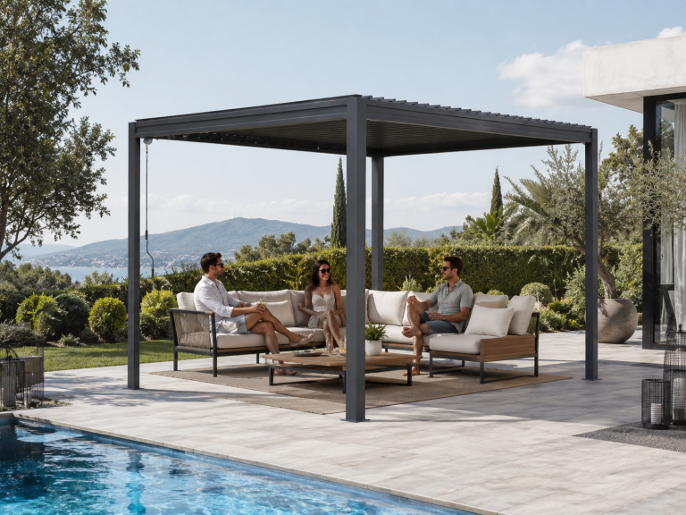  - Pergola Tarasowa Antracytowa z otwieranym dachem ALUMINIOWA 3x3m Corciano (4)
