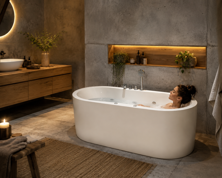 Wanny wolnostojące - Wanna Łazienkowa Ferrara z Hydromasażem  170 x 80 cm wolnostojąca Akrylowa Jacuzzi (8)
