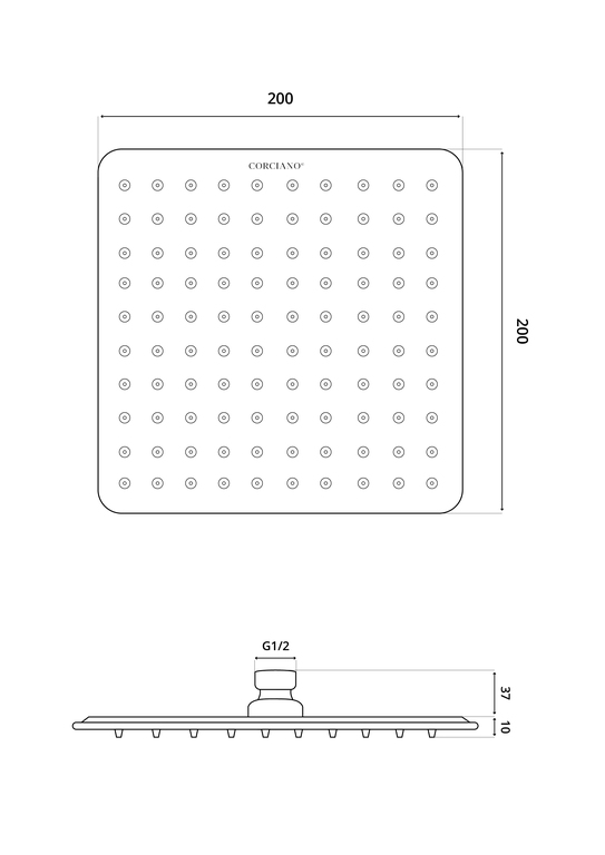 Deszczownice prysznicowe - Deszczownica Prysznicowa Kwadratowa 20cm CHROM Corciano (2)