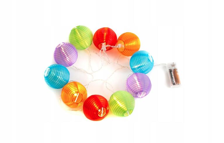 Lampki choinkowe - Świecące Lampiony Łańcuch Kule LED 10 Sztuk CH52 B10L-WD-008 (3)