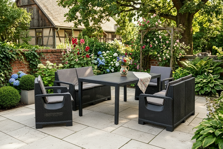 Zestawy ogrodowe - Zestaw Mebli Ogrodowych NAPOLI MINI 6 Rattan Antracyt (2)