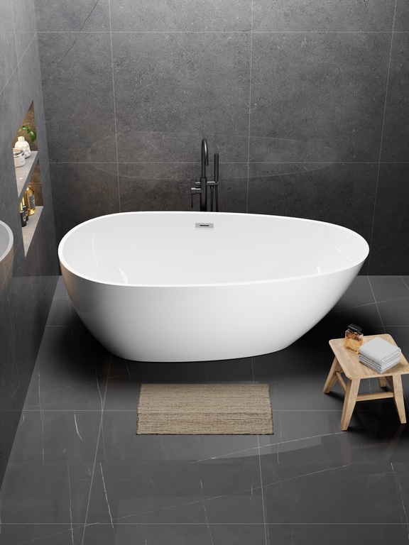 Wanny wolnostojące - Wanna Gullfoss 170 x 75 cm wolnostojąca Akrylowa biała system przelewowy (8)