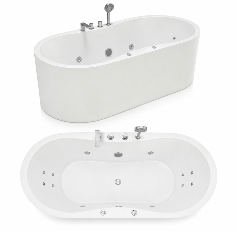 Wanny wolnostojące - Wanna Łazienkowa Ferrara z Hydromasażem  170 x 80 cm wolnostojąca Akrylowa Jacuzzi (1)