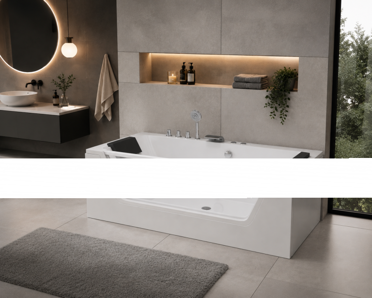 Z hydromasażem  - Wanna Łazienkowa Cannes z Hydromasażem  170 x 80 cm wolnostojąca Akrylowa Jacuzzi (6)