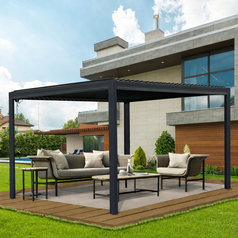 Altany - Pergola Altana Tarasowa Antracytowa z otwieranym dachem ALUMINIOWA 3x4m Corciano (3)
