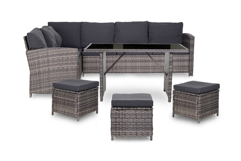 Meble ogrodowe - Zestaw Mebli Ogrodowych Natalia Zestaw Ogrodowy z technorattanu Narożnik Stolik Pufy  (8)