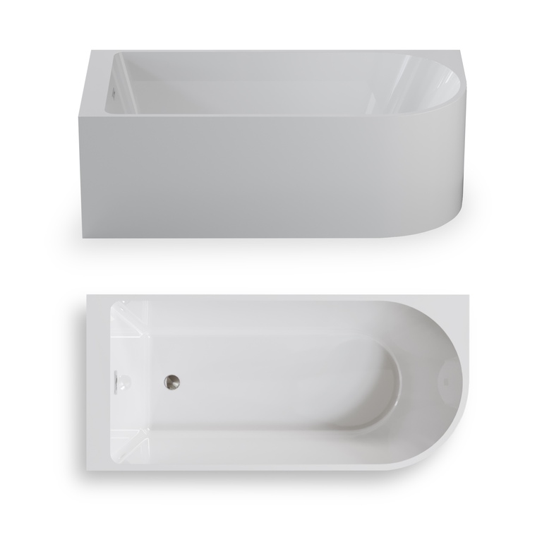 Wanny wolnostojące - Wanna wolnostojąca przyścienna NAROŻNA PORTO LEWA 170 x 80 x 58 cm biała system przelewowy boczny (11)