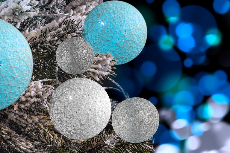 Boże Narodzenie - Kulki świąteczne dekoracja świetlna na baterie  BIAŁO-NIEBIESKIE (2)