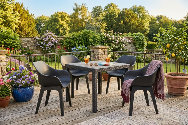 Zestawy ogrodowe - Zestaw Mebli Ogrodowych  Liveto Uno 4 krzesła + stolik (2)