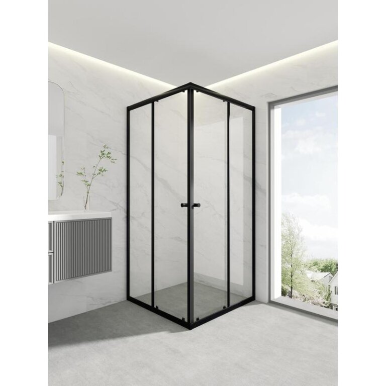 Kabiny prysznicowe - Kabina prysznicowa 80x80 narożna Corciano Lumina drzwi składane czarny mat (6)