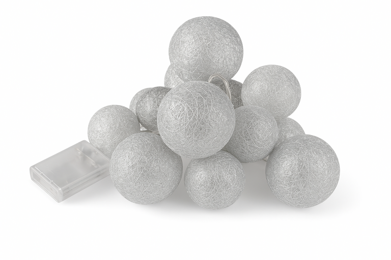 Boże Narodzenie - Kulki świąteczne dekoracja świetlna na baterie  SREBRNE (1)