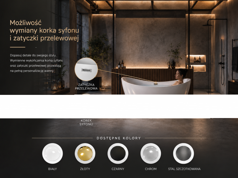 Wanny wolnostojące - Wanna wolnostojąca biała Akrylowa owalna 180 x 80 x 68 cm + syfon Montana Corciano (3)