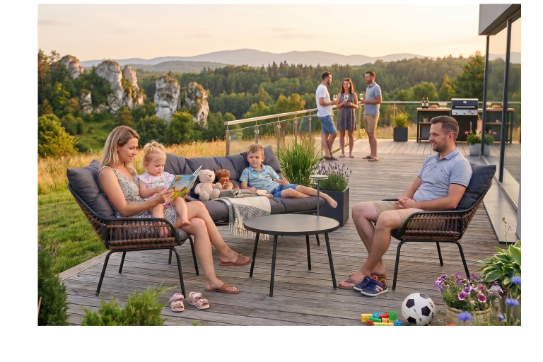 Zestawy ogrodowe - Zestaw Mebli Ogrodowych St Miguel  ławka stolik fotele Zestaw Ogrodowy Wypoczynkowy (4)