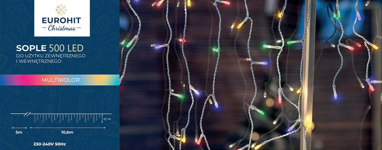 Lampki choinkowe - Sople 500 LED multikolor Z efektem FLASH 50 LED (5)
