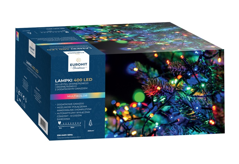 Boże Narodzenie - Lampki 400 LED z dodatkowym gniazdem Multikolor automatyczny wyłącznik (1)