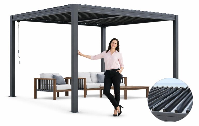  - Pergola Tarasowa Antracytowa Altana z otwieranym dachem ALUMINIOWA 3x3m Corciano (12)