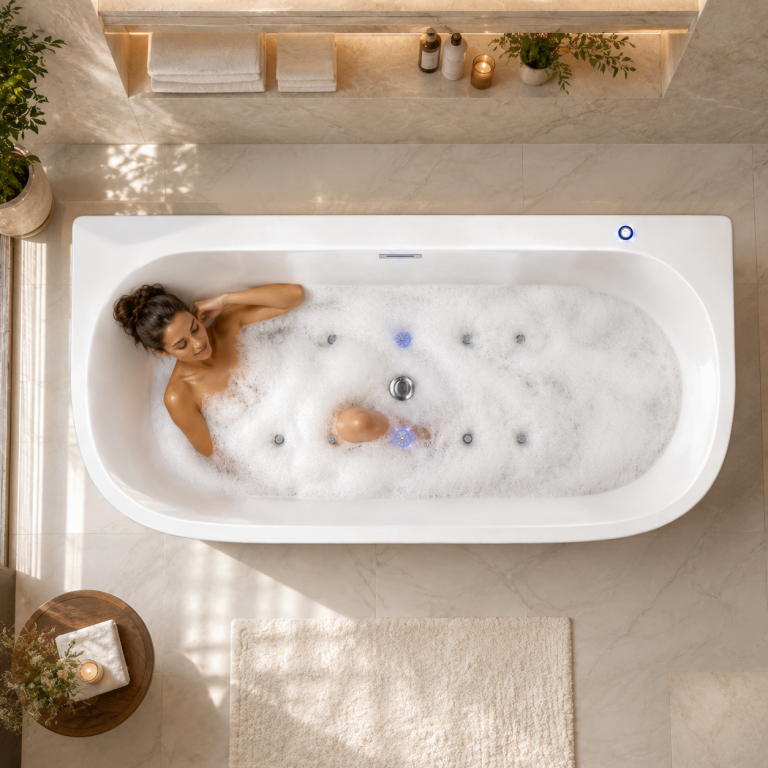 Wanny wolnostojące - Wanna Łazienkowa Doris z Hydromasażem  170 x 80 cm wolnostojąca Akrylowa LED Jacuzzi (7)