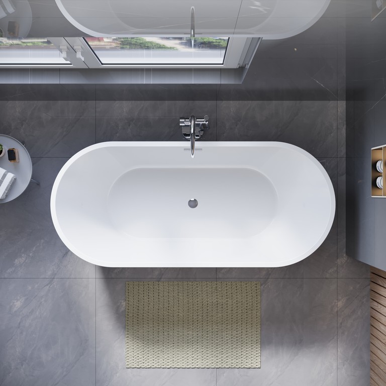 Wanny wolnostojące - Wanna wolnostojąca biała owalna Akrylowa 170 x 78 x 60 cm + syfon  JUPITER (9) Wanny wolnostojące - Wanna wolnostojąca biała owalna Akrylowa 170 x 78 x 60 cm + syfon  JUPITER (9)