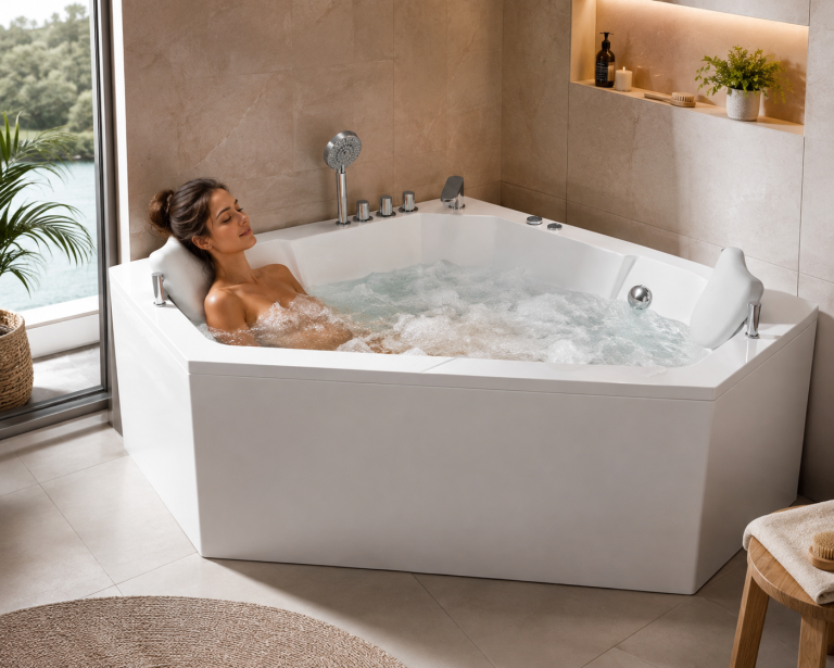 Wanny wolnostojące - Wanna Łazienkowa RIMINI z Hydromasażem  150 x 150 cm wolnostojąca Akrylowa Jacuzzi Narożna (2)