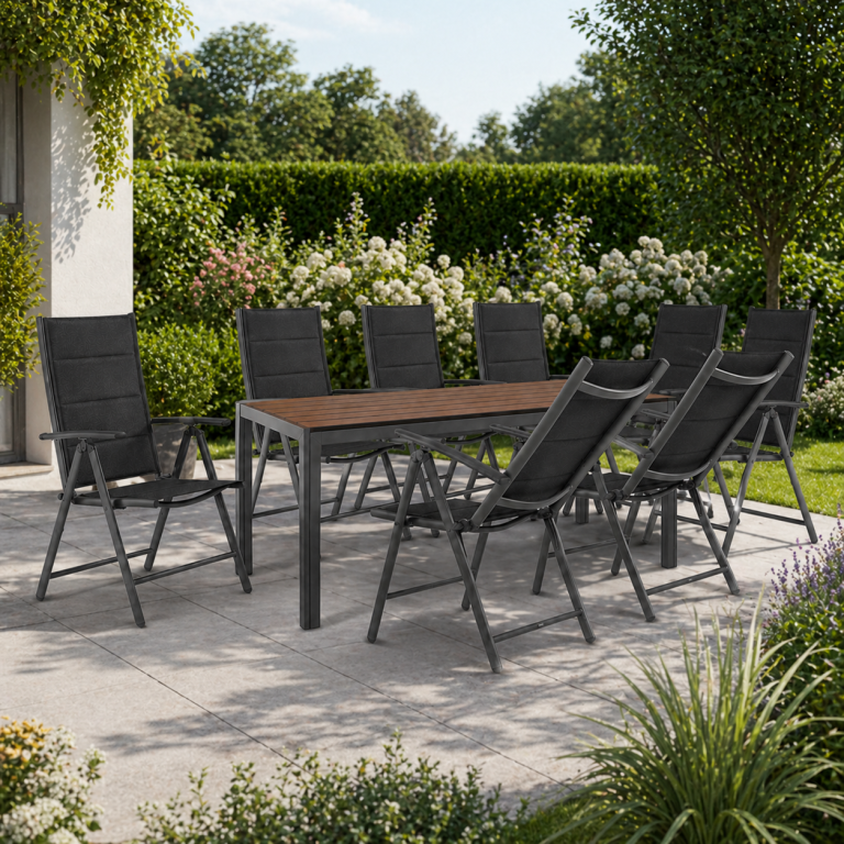 Ogród - ZESTAW OGRODOWY MEBLE OGRODOWE POLA STÓŁ KRZESŁA ALUMINIUM 8 osobowy (2)