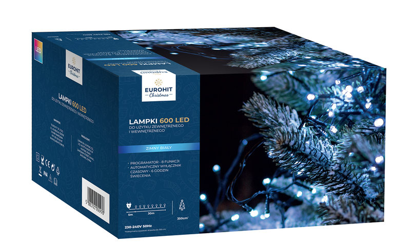 Lampki choinkowe - Lampki choinkowe 600 LED zimny biały (8) Lampki choinkowe - Lampki choinkowe 600 LED zimny biały (8)