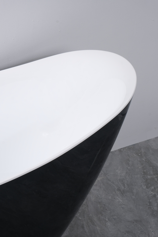 Wanny wolnostojące - Wanna wolnostojąca Malta Czarno-biała  170 x 80cm (7)