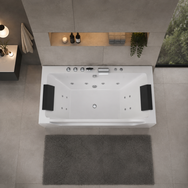 Z hydromasażem  - Wanna Łazienkowa Cannes z Hydromasażem  170 x 80 cm wolnostojąca Akrylowa Jacuzzi (7)