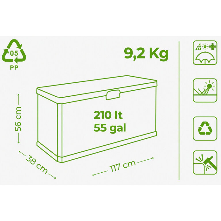 Skrzynie - Skrzynia ogrodowa Omega 117x38x56 210L grafit  (13)