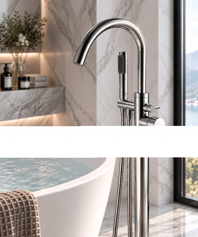 Łazienka - Bateria Wannowa Wolnostojąca Chrom 3557C (3)
