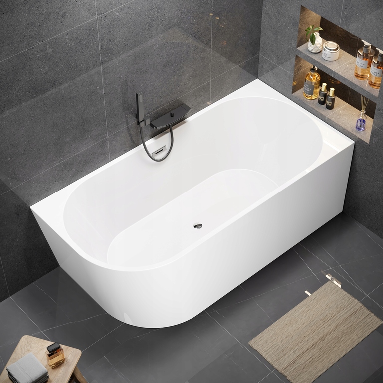 Wanny wolnostojące - Wanna wolnostojąca przyścienna NAROŻNA PULA PRAWA 170 x 75 x 58 cm biała system przelewowy centralny (3) Wanny wolnostojące - Wanna wolnostojąca przyścienna NAROŻNA PULA PRAWA 170 x 75 x 58 cm biała system przelewowy centralny (3)