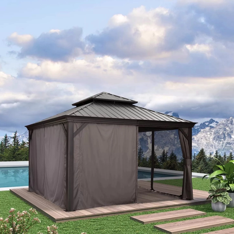 Pawilony ogrodowe - Pawilon Ogrodowy PREMIUM 3.65 x 3.65m Wiata ogrodowa Corciano Stalowy dach (6)