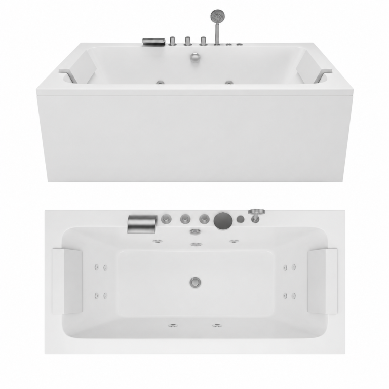 Z hydromasażem  - Wanna Łazienkowa Genua z Hydromasażem  170 x 80 cm wolnostojąca Akrylowa Jacuzzi (1)