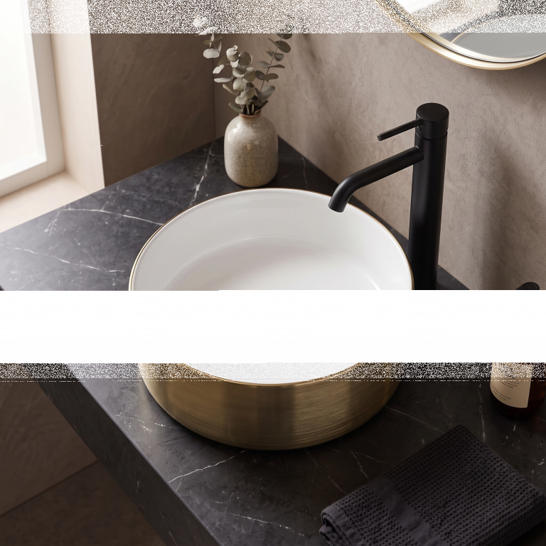 Umywalki nablatowe - Umywalka nablatowa Corciano Aurelia Pure Gold Złoto-Biała 35 cm (4)