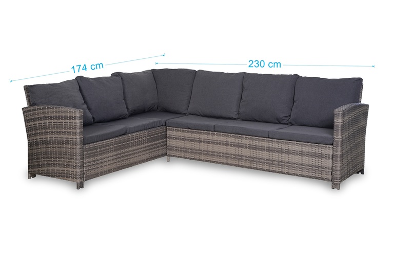 Meble ogrodowe - Zestaw Mebli Ogrodowych Natalia Zestaw Ogrodowy z technorattanu Narożnik Stolik Pufy  (2)