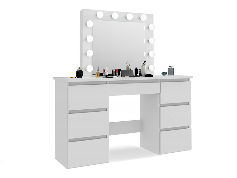 Toaletki - Toaletka z lustrem kosmetyczka 12 LED 7 szuflad zimny biały (8)