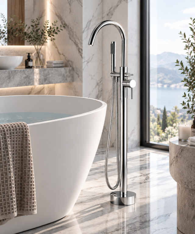 Łazienka - Bateria Wannowa Wolnostojąca Chrom 3557C (2)