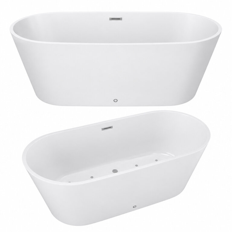 Z hydromasażem  - Wanna Łazienkowa Jupiter +  a funkcją masażu POWIETRZNEGO 170 x 80 cm wolnostojąca Akrylowa LED Jacuzzi HYDROMASAŻ (1)