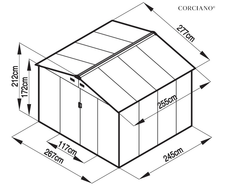 Domki / Garaże - Domek Narzędziowy Ogrodowy Garaż Metalowy 277x255x212cm M-C  (6)