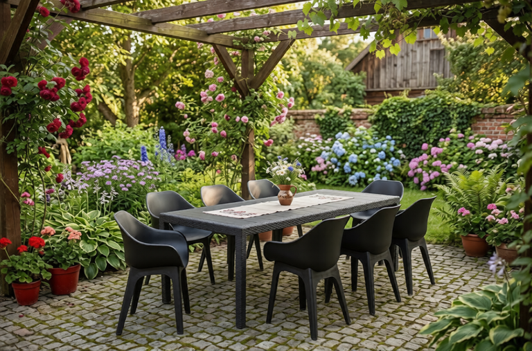 Zestawy ogrodowe - Zestaw Mebli Ogrodowych  Liveto Tre 8 krzeseł + stół (3)