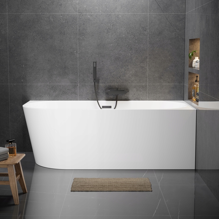 Wanny wolnostojące - Wanna wolnostojąca przyścienna NAROŻNA PULA PRAWA 170 x 75 x 58 cm biała system przelewowy centralny (2) Wanny wolnostojące - Wanna wolnostojąca przyścienna NAROŻNA PULA PRAWA 170 x 75 x 58 cm biała system przelewowy centralny (2)