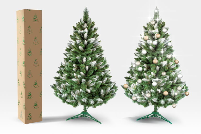 Boże Narodzenie - Sosna z brokatem biała 220 cm  CHOINKA SZTUCZNA  (8)